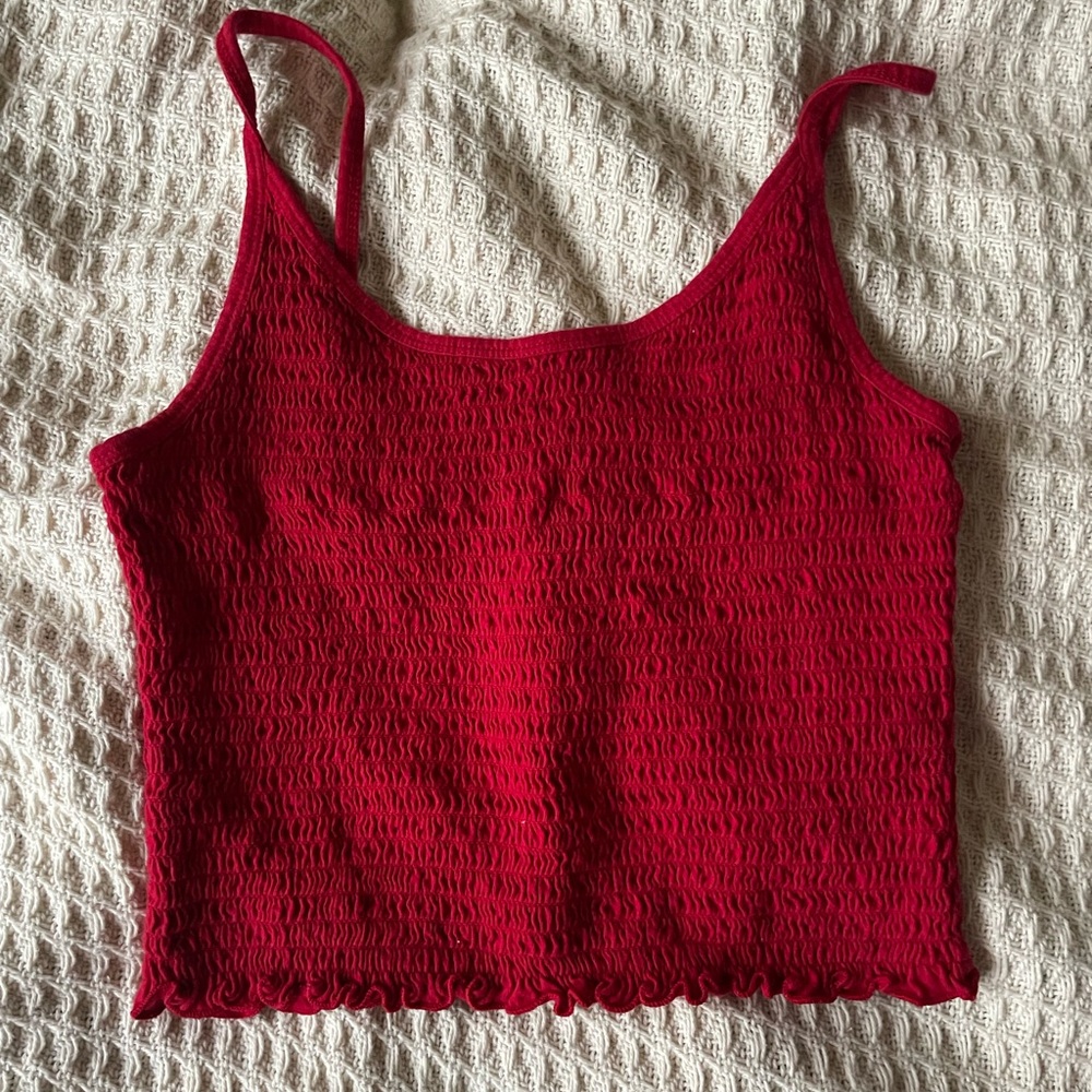 Hollister Red Smocked Tank Top